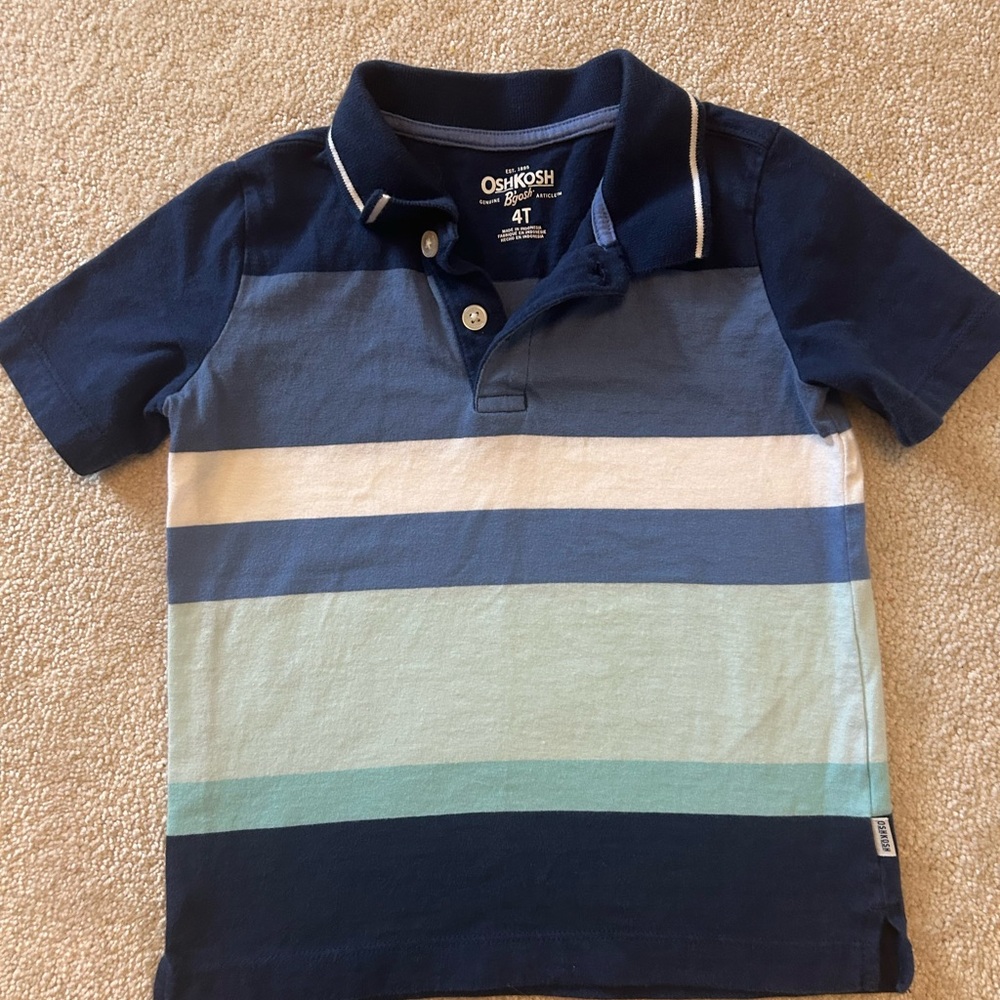 OshKosh B'gosh Kids Striped Polo Shirt - Blue and Green